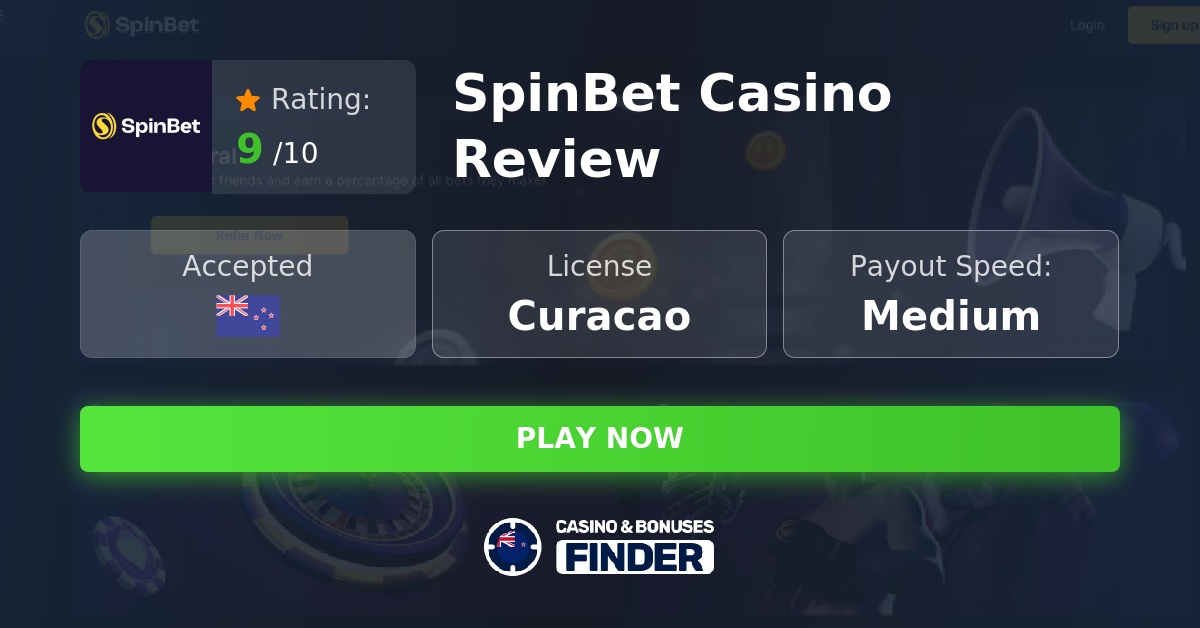 Spinbet Casino promotional interface showing game lobby and bonus offers